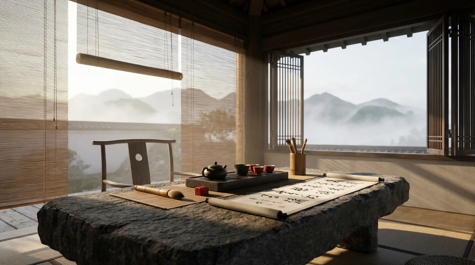 尊龙凯时品牌意象 - 东方茶道与书法的宁静之美